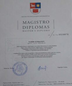 Buy college degree from The Kauno technologijos universitetas