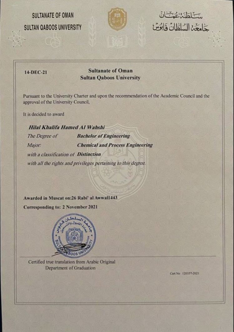 Buy college degree from the Sultan Qaboos University